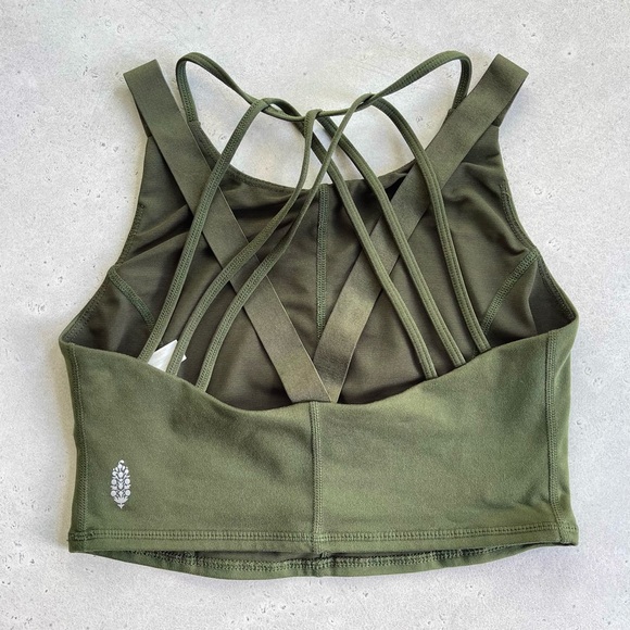 FREE PEOPLE FP Movement Sports Bra XS Secret Moss Green - Picture 3 of 4